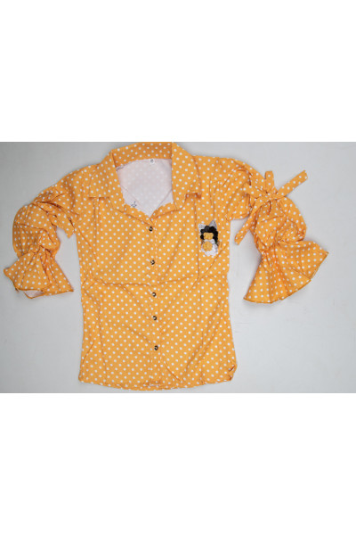 All Over Printed Chrome Yellow Shirt Pattern Kids Dress (KR1253)